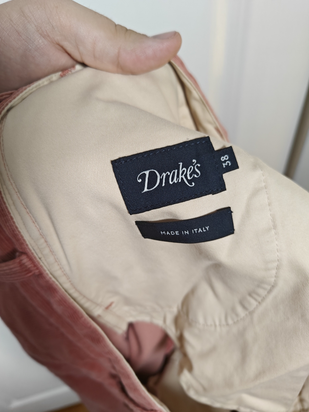 Drake's London Mens 38 Coral Red Pleated Corduroy Trousers Made in Italy - Picture 2 of 13